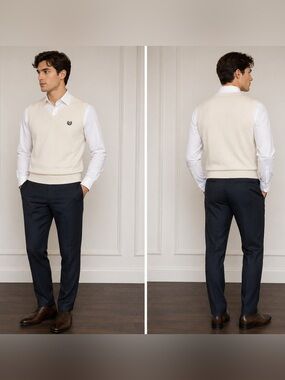 NWOT Chaps Men's V-Neck Cream Sweater Vest